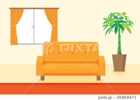 植物 観葉植物 窓 ソファーのイラスト素材