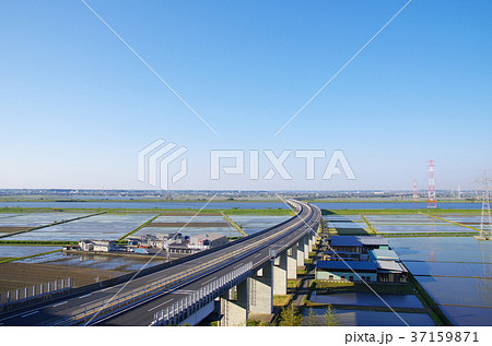 東関東自動車道 高速道路 東関道 佐原paの写真素材