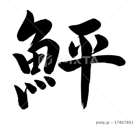 鮃 筆文字 漢字 日本語の写真素材