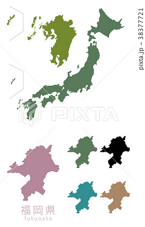 日本列島 日本地図 福岡県 マップのイラスト素材