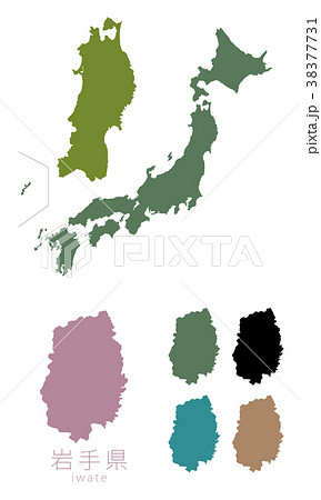 岩手県 日本列島 日本地図 地図の写真素材