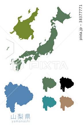 山梨県 日本列島 日本地図 日本のイラスト素材