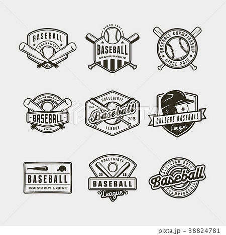 Set Of Vintage Baseball Logos Vector Illustrationのイラスト素材