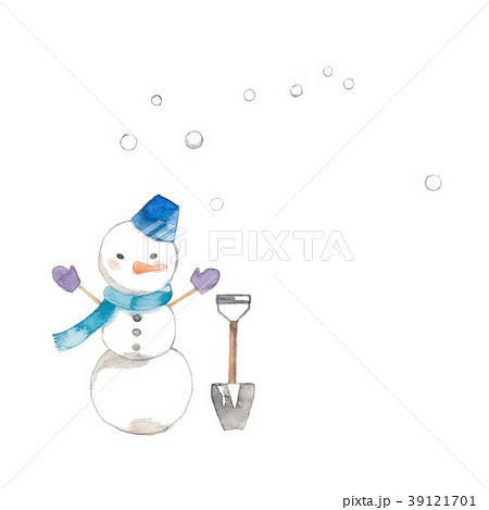 シャベル スノーマン 手書き スコップのイラスト素材