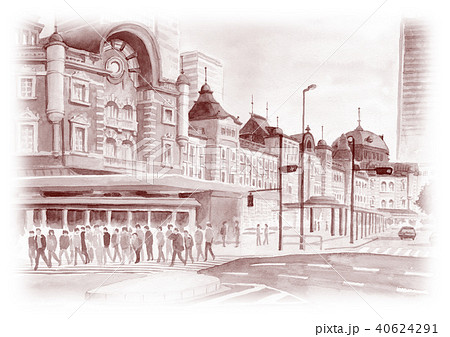 駅舎 東京駅 水彩画 水彩のイラスト素材 - PIXTA