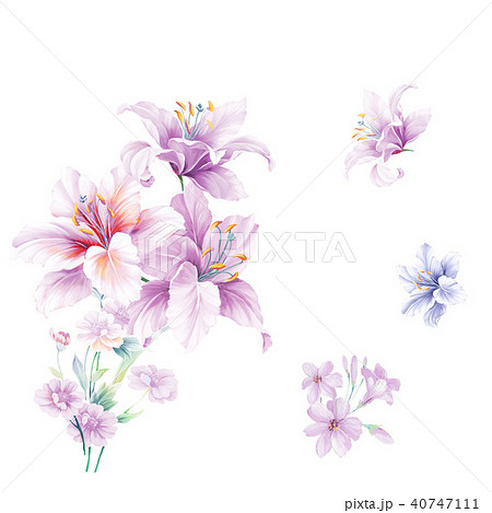 フラワー 花 水彩画 水彩画風のイラスト素材