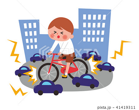 自転車事故のイラスト素材