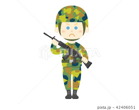 陸上自衛隊 自衛官 迷彩服 敬礼のイラスト素材