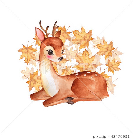 小鹿 イラストの写真素材