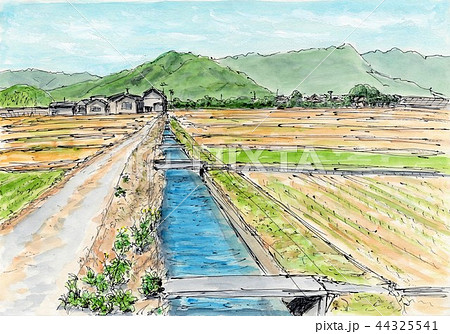 風景画 用水路 水彩画 スケッチのイラスト素材 - PIXTA