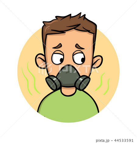 ガスマスク 男性のイラスト素材