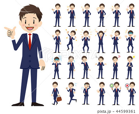 照れる 男性 イラスト 人物 表情 ポーズの写真素材