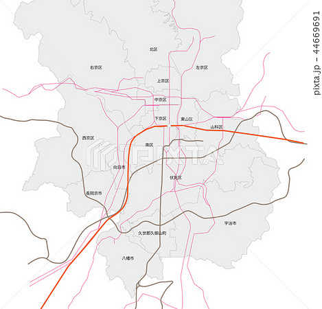 京都市地図のイラスト素材