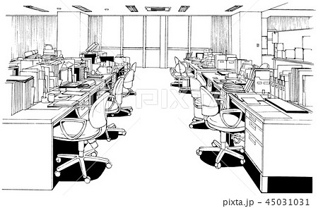 モニクロ 白黒 ペン画 オフィスのイラスト素材 モニクロ 白黒 ペン画 オフィスのイラスト素材