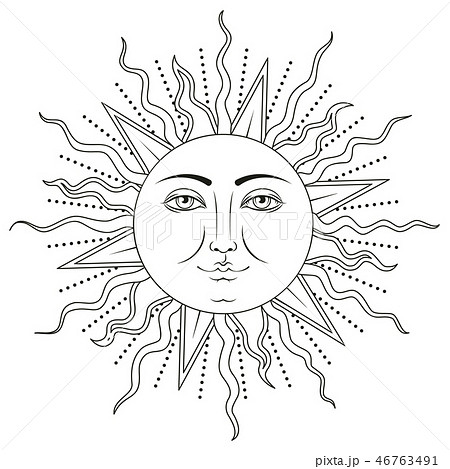 太陽 顔 面子 面のイラスト素材