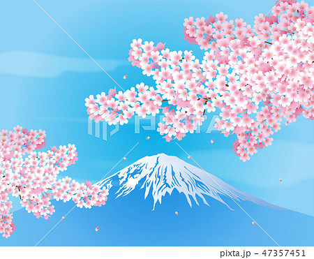 富士 花 富士山 桜のイラスト素材