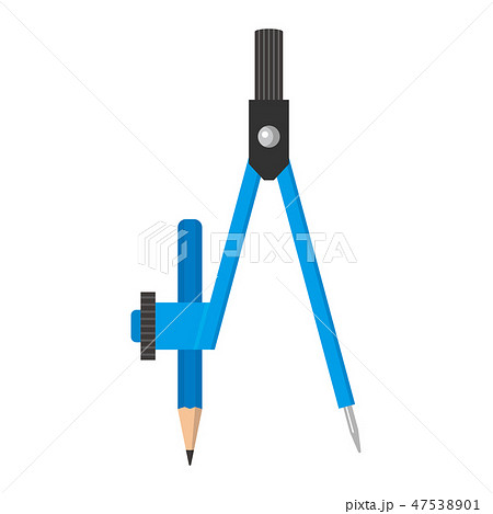 文房具 コンパス 白バック イラストの写真素材