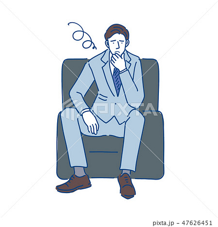 ソファー 座る 男性 人物のイラスト素材