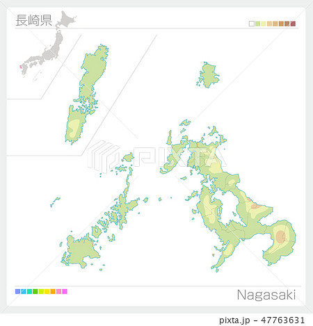 長崎県 長崎 マップ 地図のイラスト素材