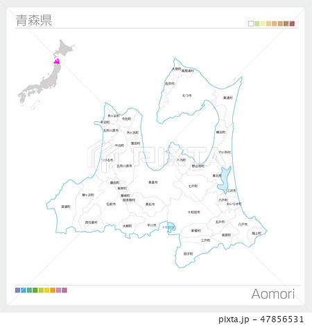 青森県地図のイラスト素材