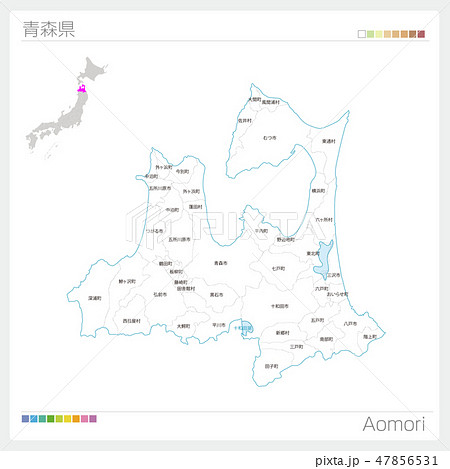 青森県地図 青森県 地図 ベクターの写真素材