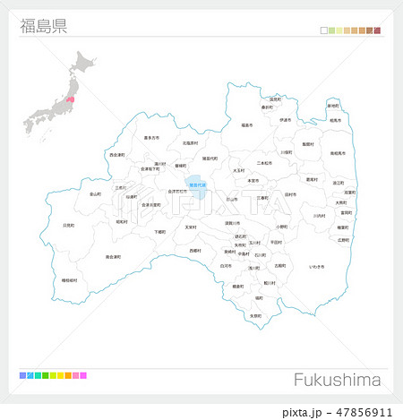 福島 福島県 地図 日本地図のイラスト素材