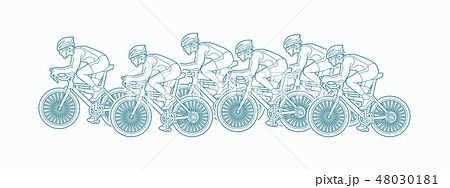自転車に乗る人 人影 影 シルエットのイラスト素材