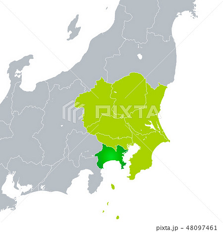 神奈川県地図のイラスト素材