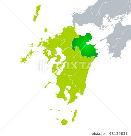 大分県地図のイラスト素材