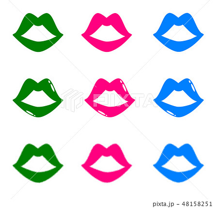 キスマーク 唇 口紅 沢山のイラスト素材