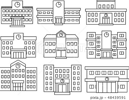 学校 校舎 建物 イラストのイラスト素材