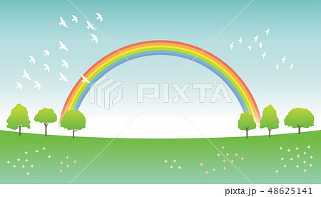 初夏 虹 草原 ベクターのイラスト素材