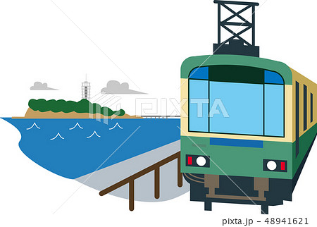 江ノ電 路面電車 電車 乗り物のイラスト素材