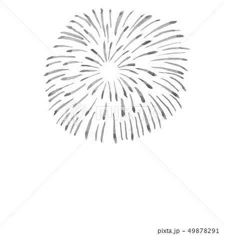 白黒 花火 モノクロ 挿絵の写真素材