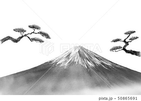 富士山 墨絵 ベクター 富士のイラスト素材