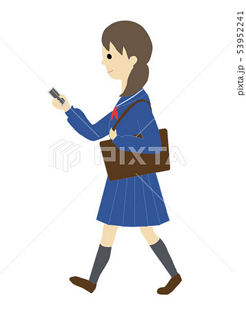 歩きスマホ ケータイ 女子高生 スマートフォンのイラスト素材