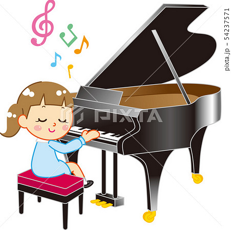 ピアノ 女の子 鍵盤 音楽のイラスト素材