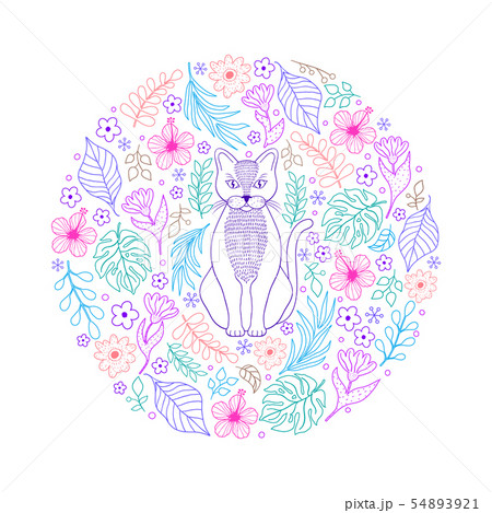 ねこ ネコ 猫 カラフルのイラスト素材
