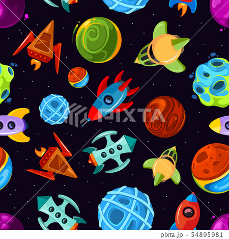 宇宙 惑星 宇宙船 かわいいのイラスト素材 , PIXTA