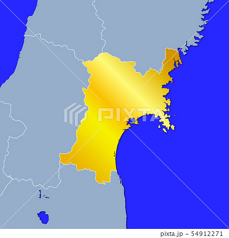 宮城県地図のイラスト素材