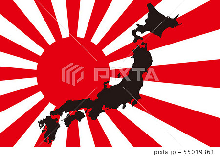 日本列島 日本地図 日本国旗 日本の写真素材