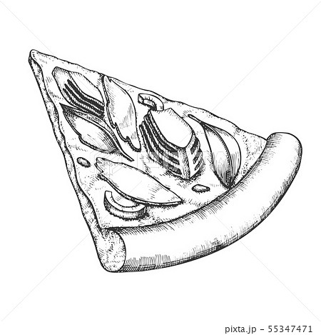 ピザ ピッツァ 描画 モノクロのイラスト素材