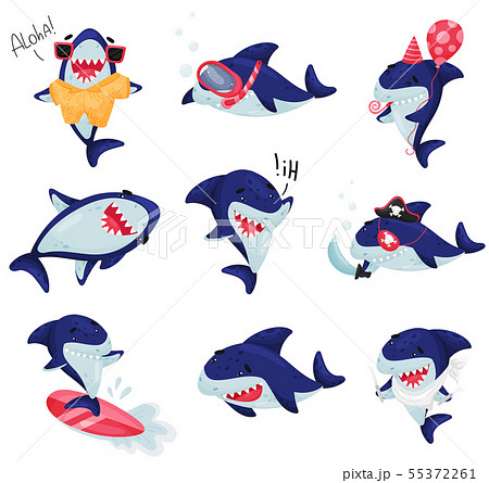 サメ シャーク 鮫 かわいいのイラスト素材