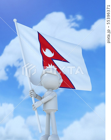 ネパール国旗の写真素材