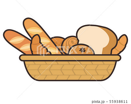 パン バスケット 食パン クロワッサンのイラスト素材