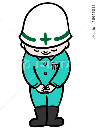 お詫び 工事中 全身 男のイラスト素材