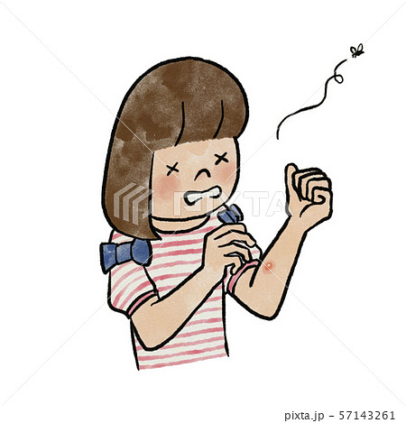 女の子 蚊 虫刺され かゆいのイラスト素材