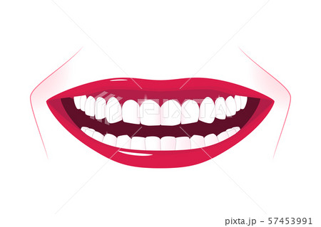 口 唇 笑顔 歯のイラスト素材