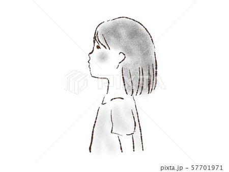 女性 横顔 若い ボブのイラスト素材