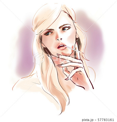 煙草を吸う ポートレート 女性の写真素材